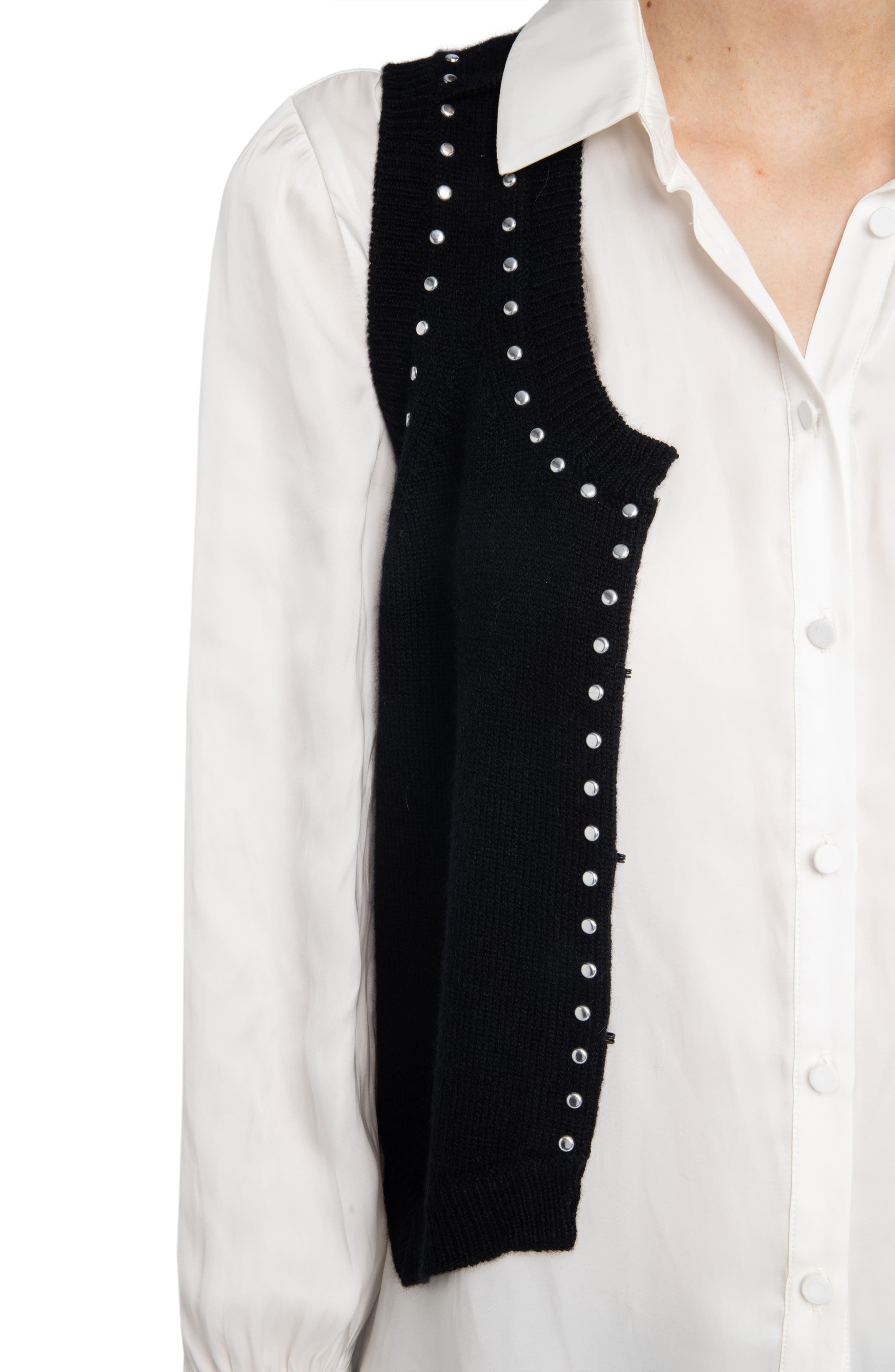 Zadig & Voltaire Dublin Stud Detail Wool & Cashmere Sweater Vest in Black at Nordstrom - 4