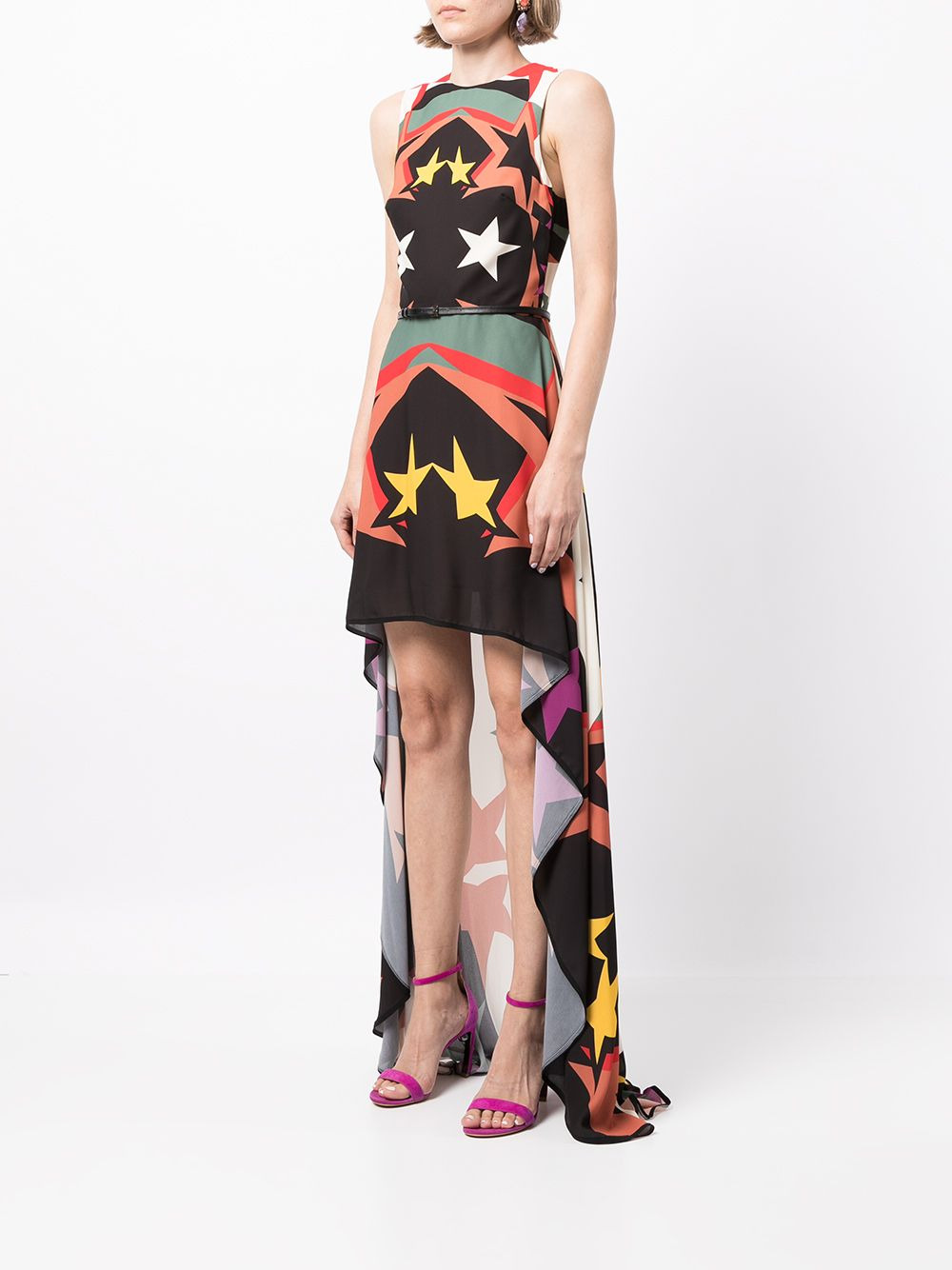 star-print high-low hem dress - 3