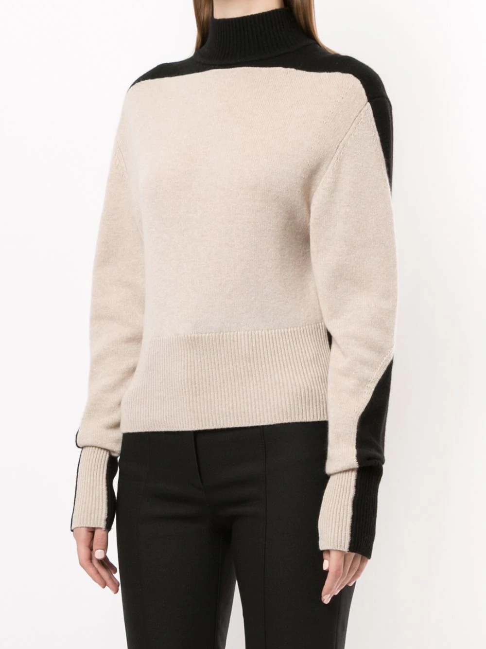 two-tone high neck jumper - 3