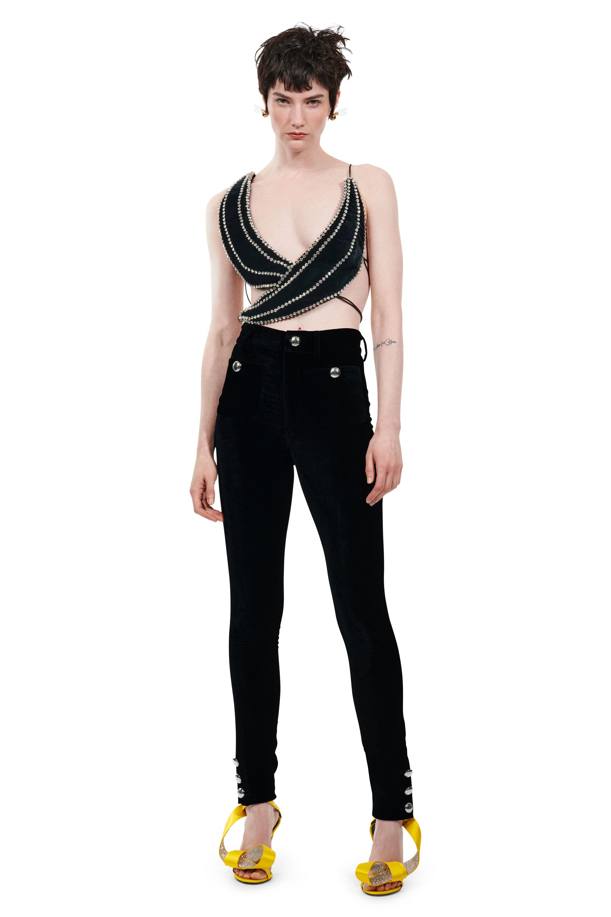 VELVET CRYSTAL TRIM BANANA TOP - 4