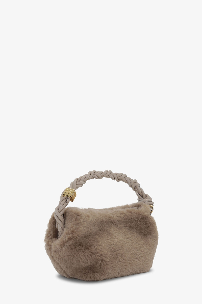 GANNI LIGHT GREY FLUFFY MINI GANNI BOU BAG outlook