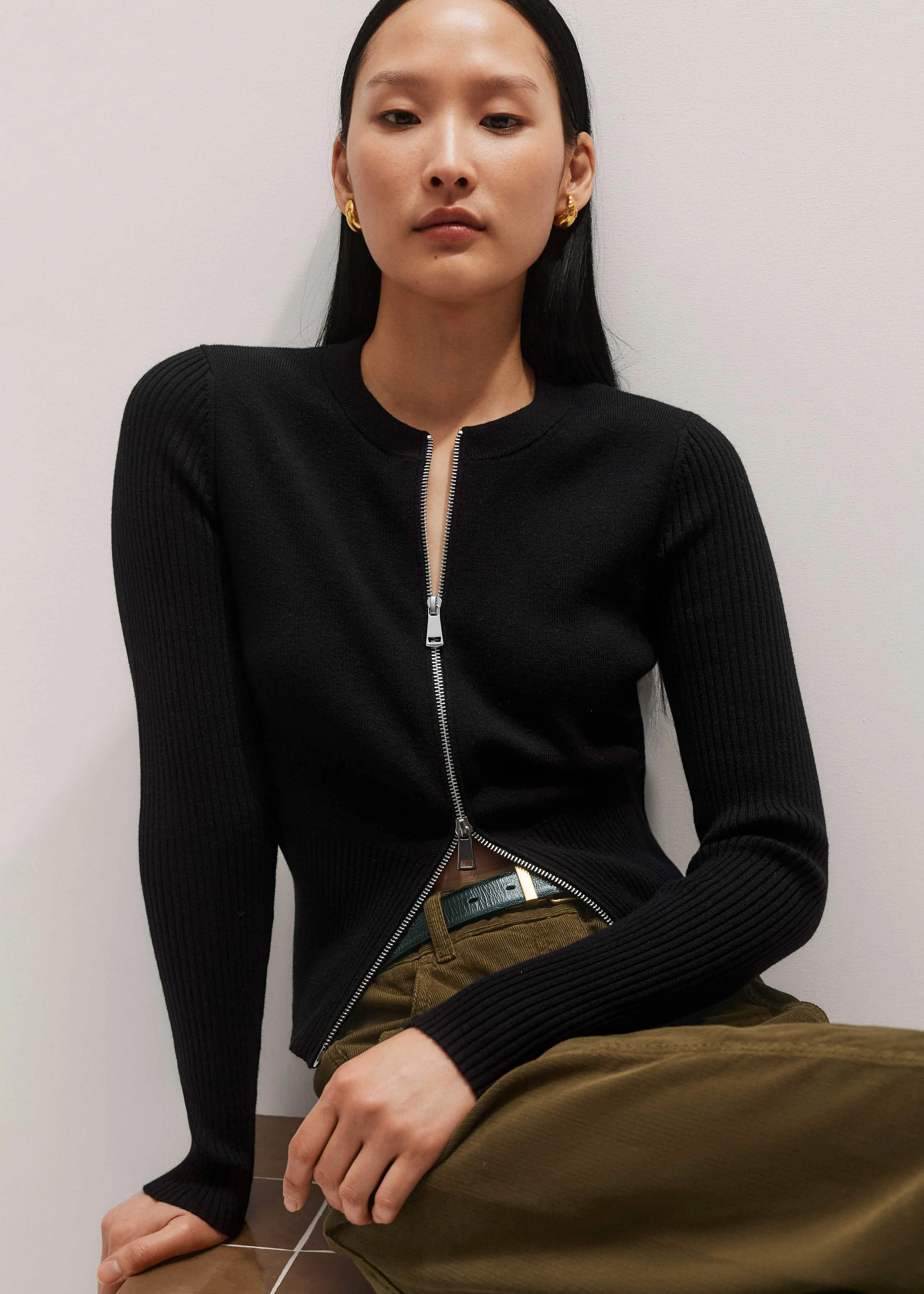 Two-Way Zip Cardigan - 1