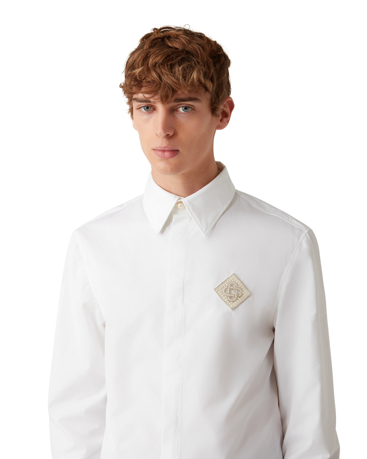 Pearl Diamond Patch Cotton Shirt | Casablanca Paris - 5