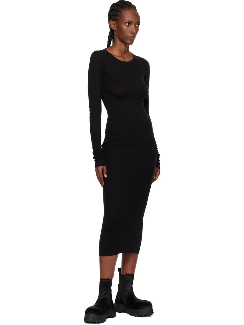 Rick Owens Black Concordians Rib Long Sleeve Midi Dress outlook