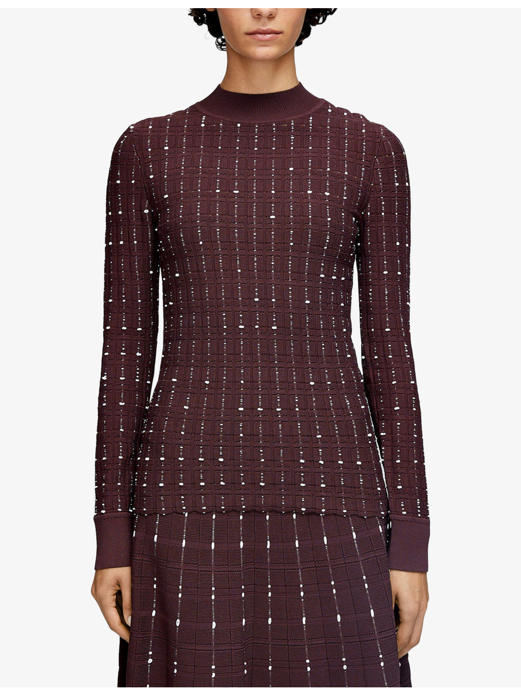Fragmented Stripe Mock-Neck Stretch-Knit Top - 3