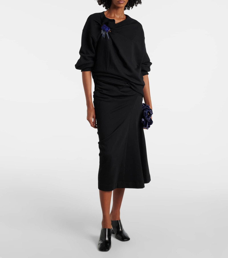 Dries Van Noten Embellished gathered cotton sweater outlook