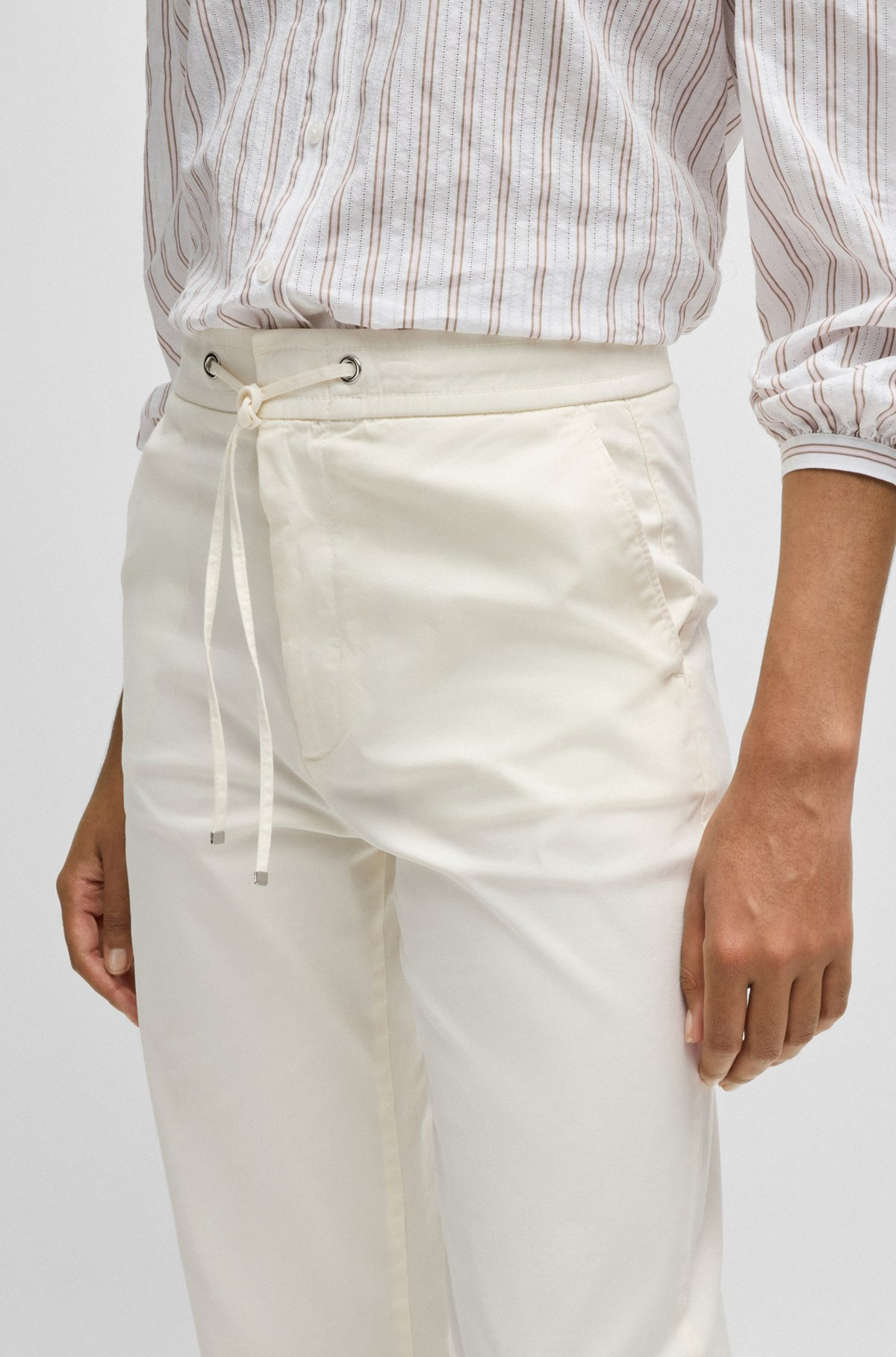 STRETCH-COTTON TROUSERS WITH DRAWCORD WAIST - 5