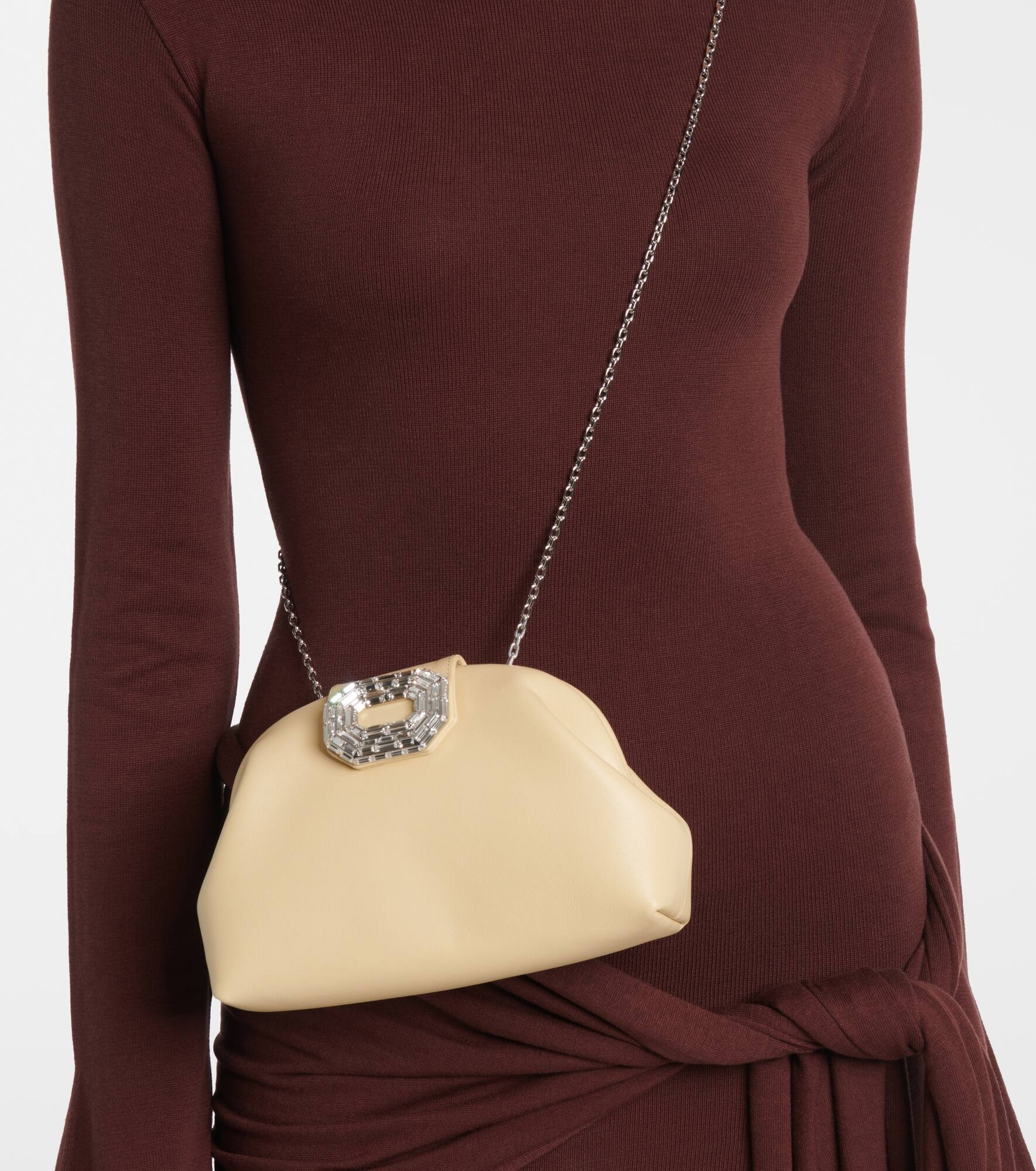 Camelia embellished leather clutch - 3