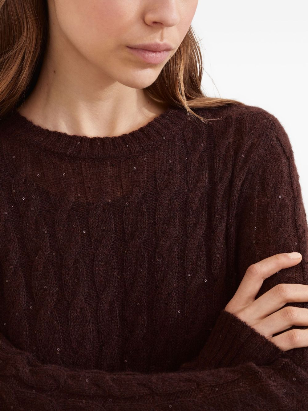sequined cable-knit midi dress - 4