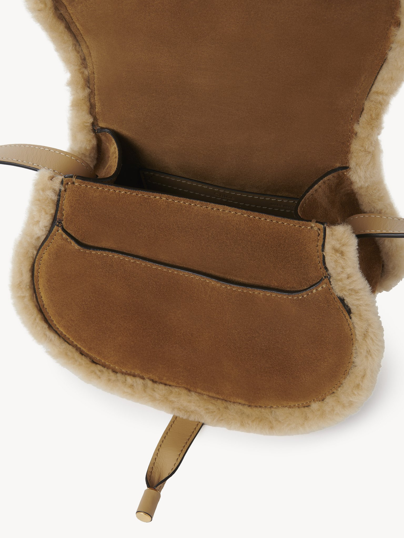 SMALL MARCIE SADDLE BAG IN SUEDE LEATHER & SHEARLING - 6