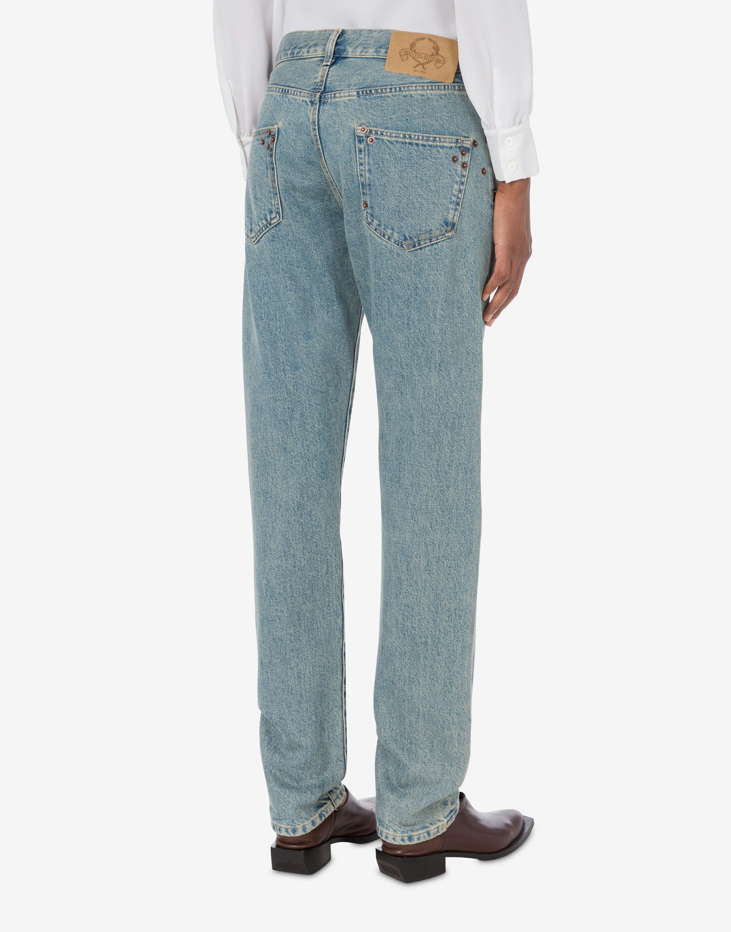 TROUSERS IN BLUE COTTON DENIM - 3