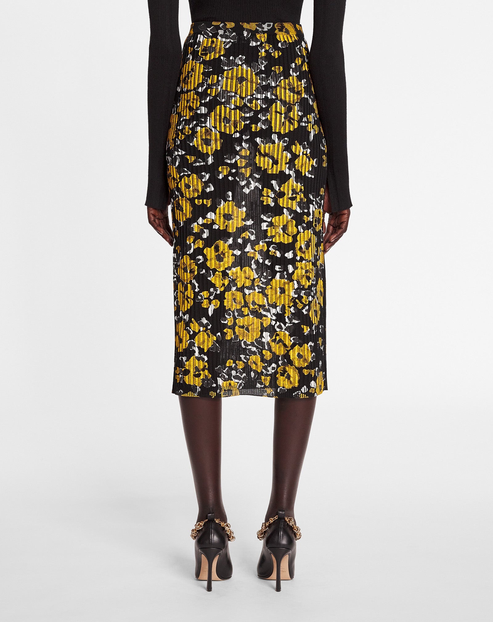 PRINTED SILK AND COTTON MIDI SKIRT - 4