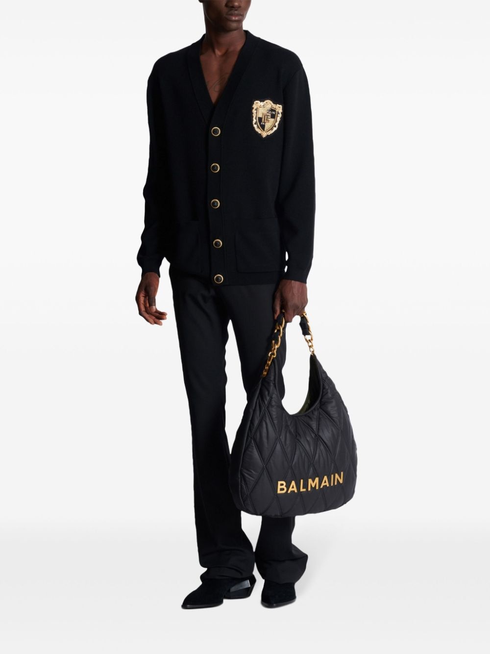logo-patch cardigan - 2