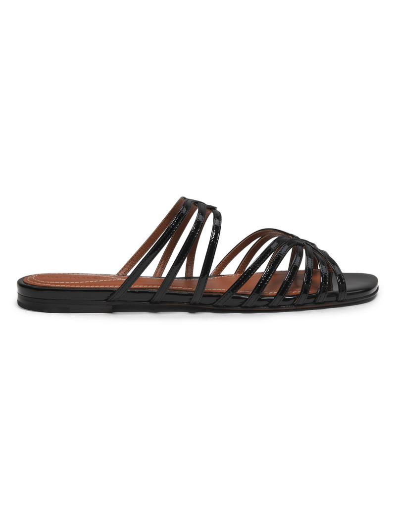 Women's Aura Patent Leather Slip-On Sandals - Black 1