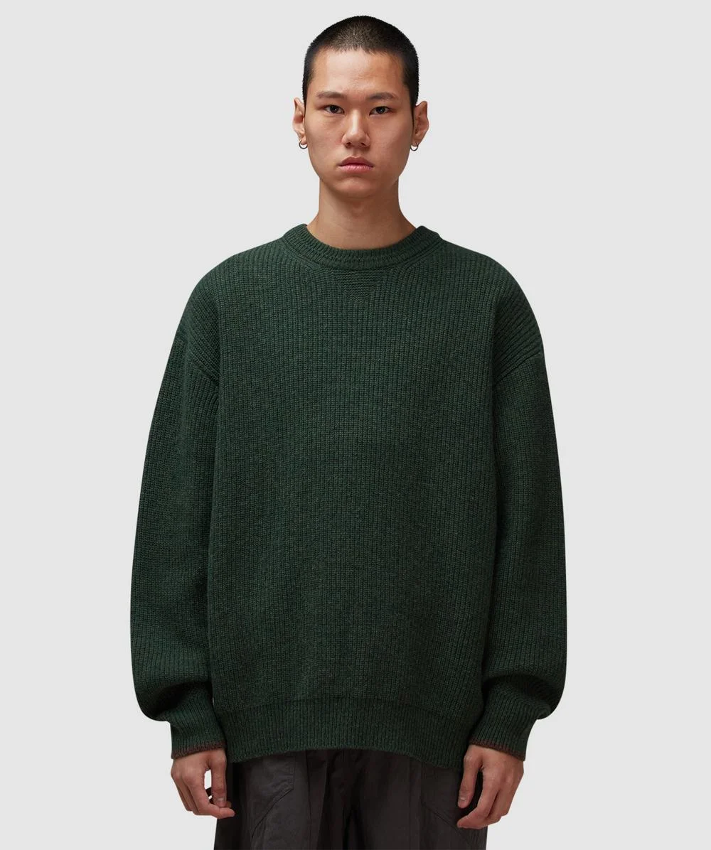 Patch round pullover knit sweater - 1