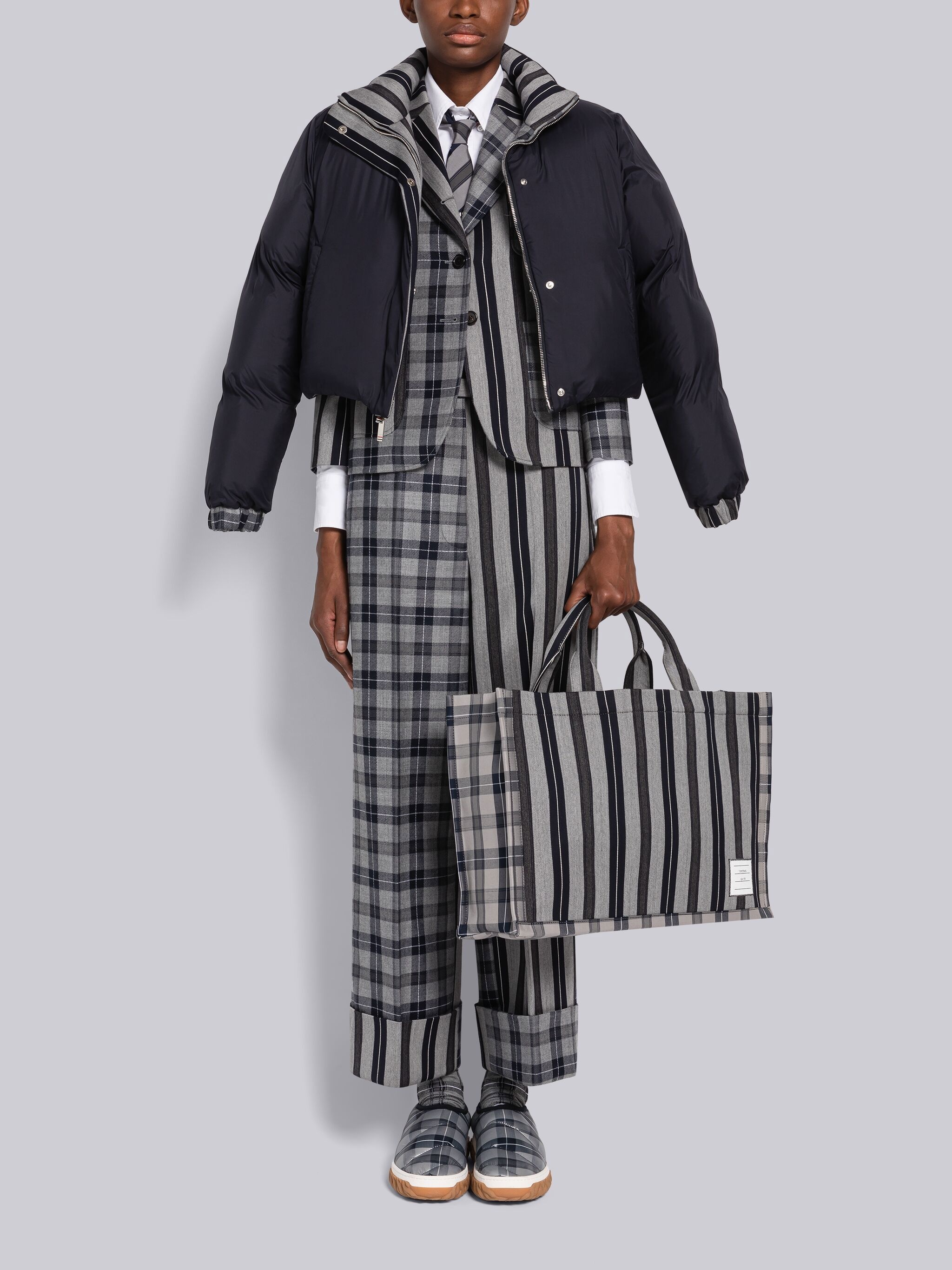 Fun-Mix Tartan Stripe High Waisted Straight Leg Trouser - 4