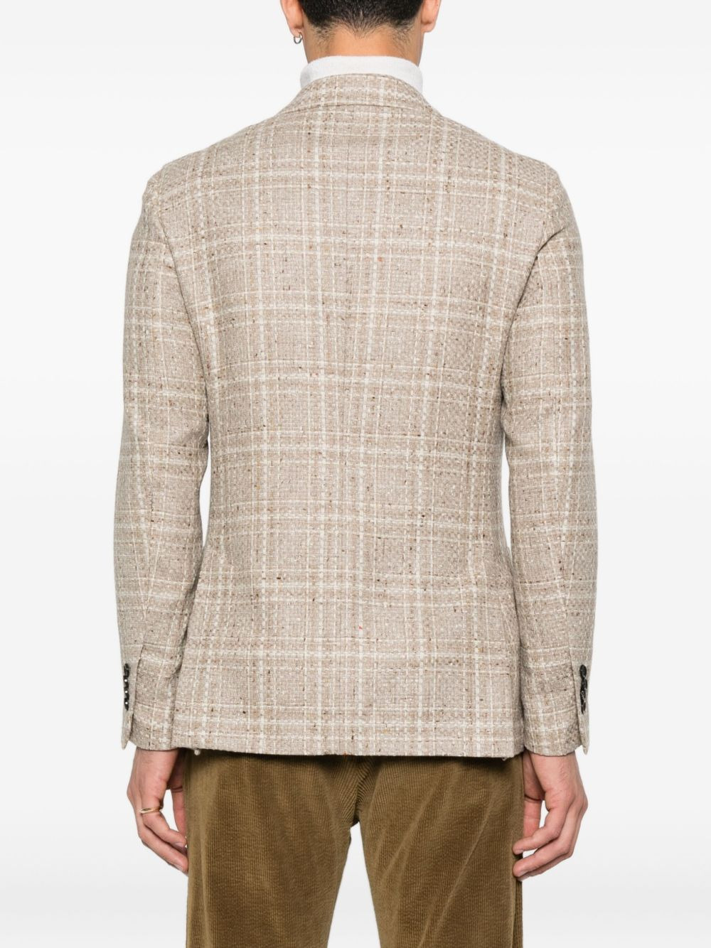 checked two-button jacket - 4