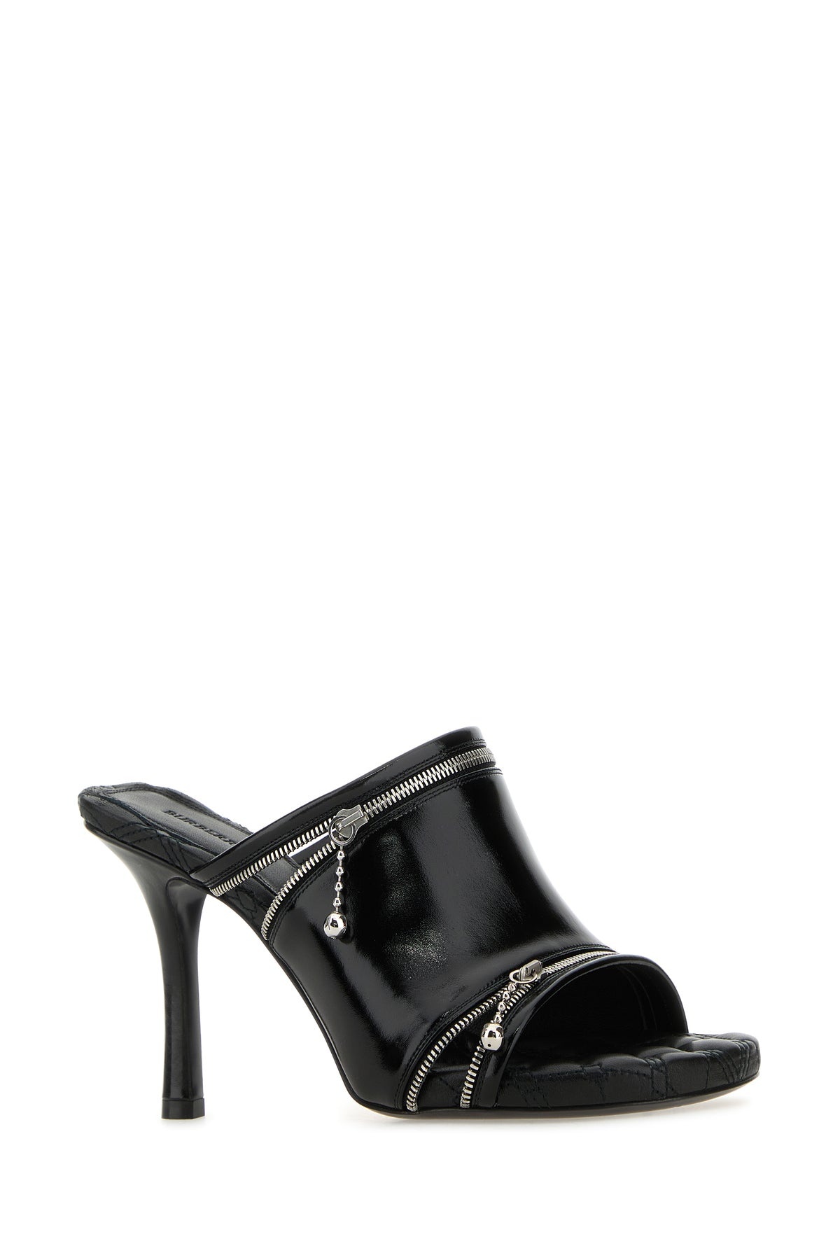Black leather Peep mules - 2