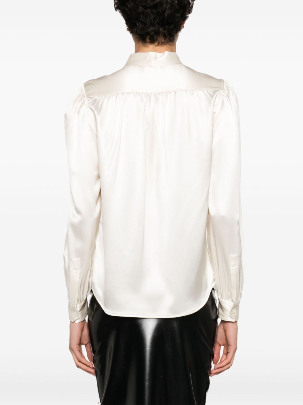 lavalliÃ¨re-neck silk-satin blouse - 4