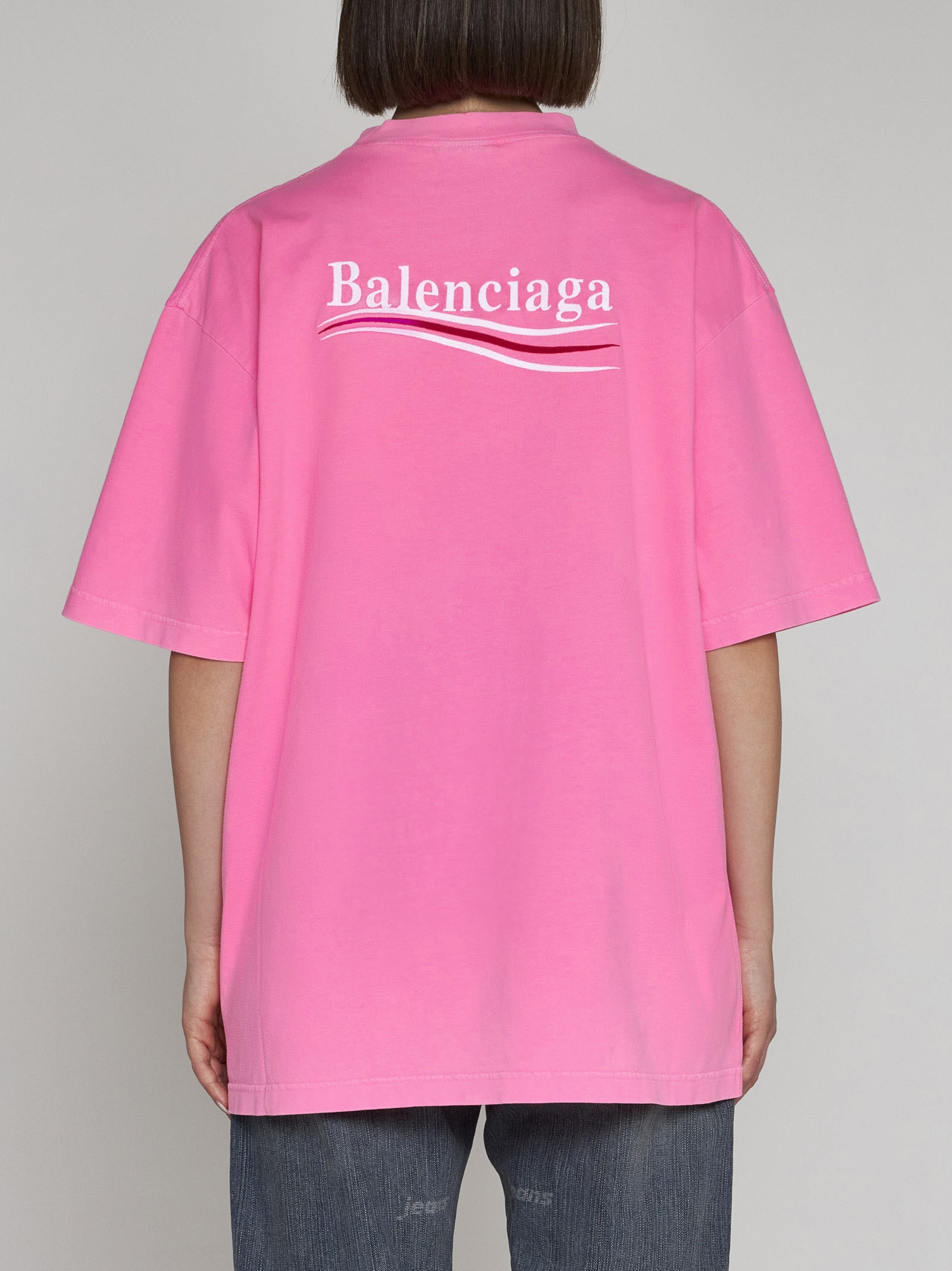 Balenciaga - Pink Cotton Logo T-Shirt