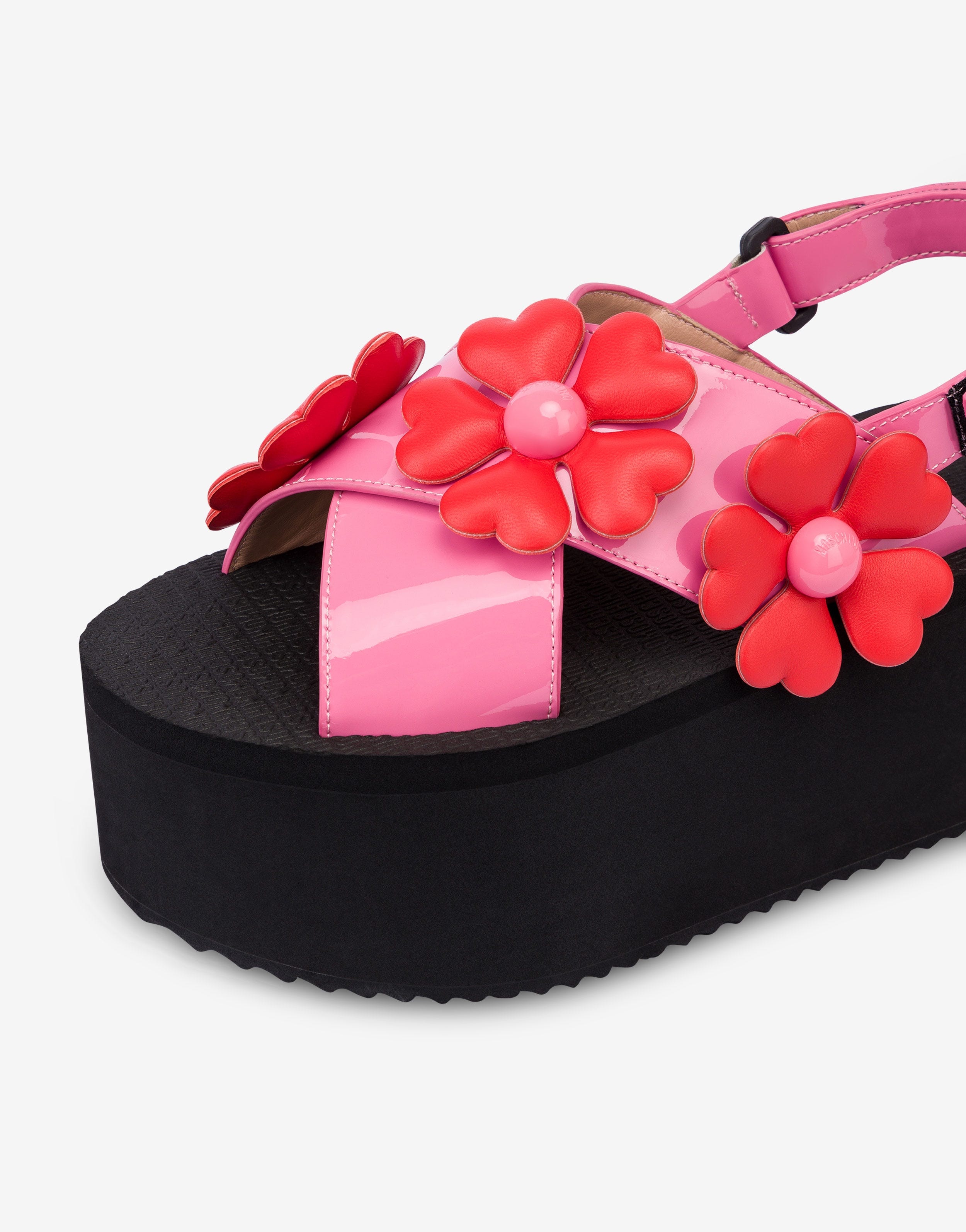 HEART FLOWERS WEDGE SANDALS - 4