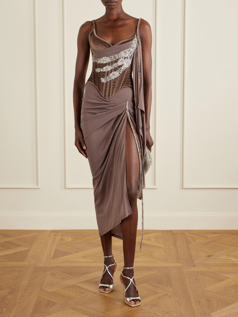 Wiederhoeft Embellished Draped Knitted Midi Skirt outlook