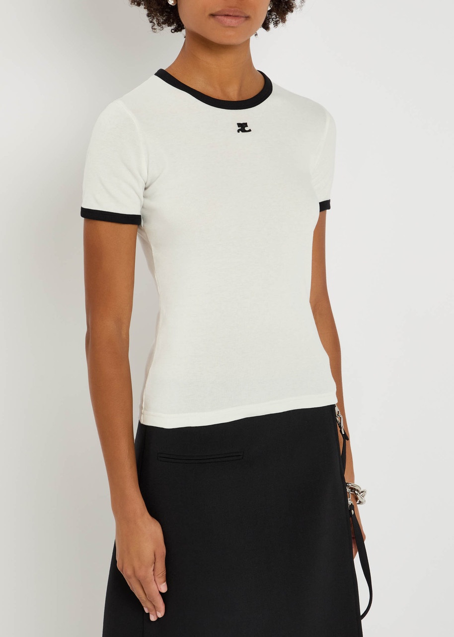 Courrèges Signature Contrast Logo Cotton T-shirt - 2