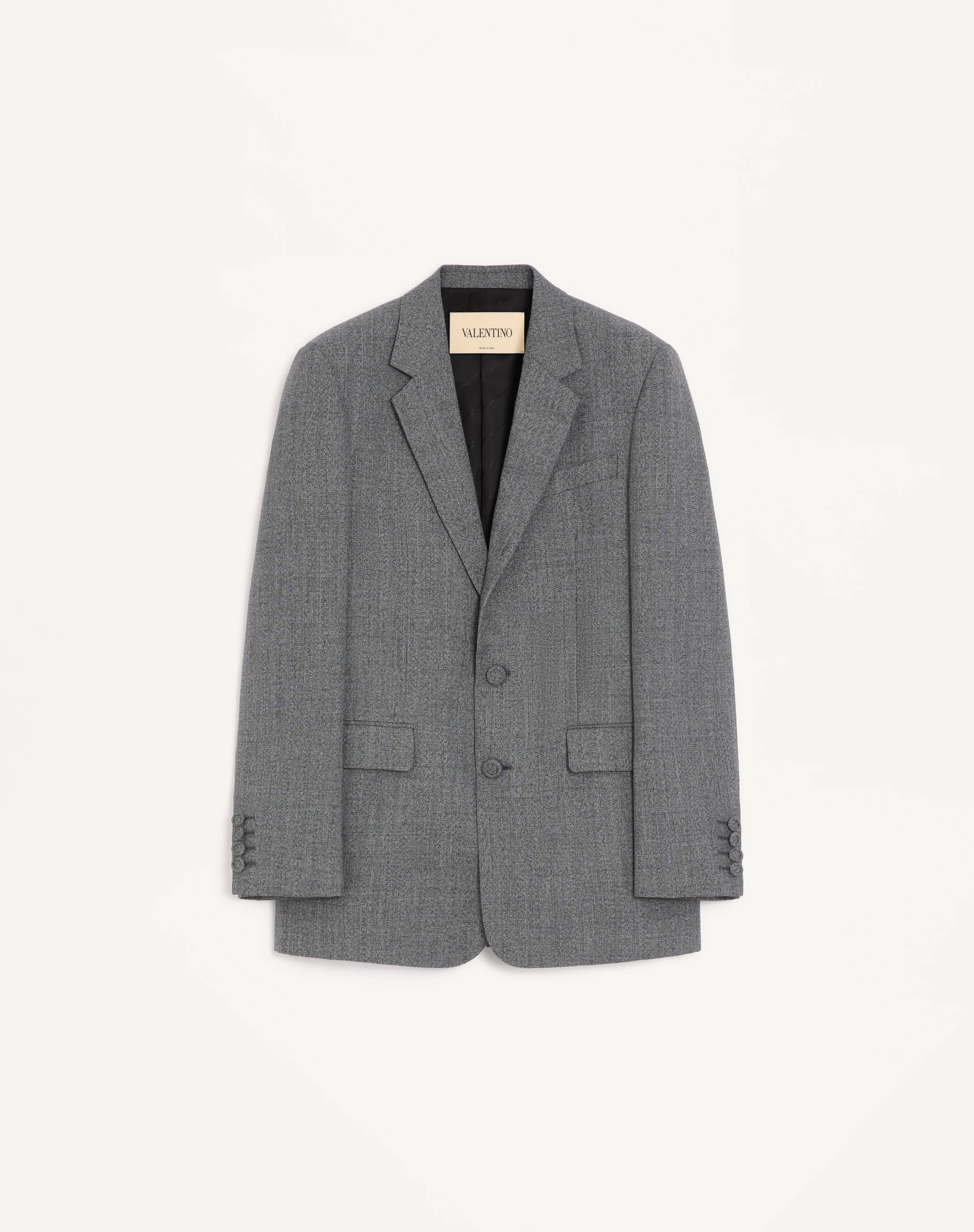 VALENTINO SINGLE-BREASTED JACKET IN MOULINÉ WOOL - 1