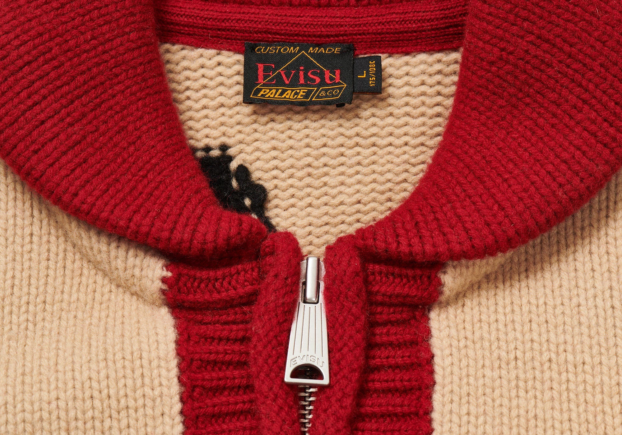 PALACE EVISU DICE COWICHAN KNIT CREAM - 3