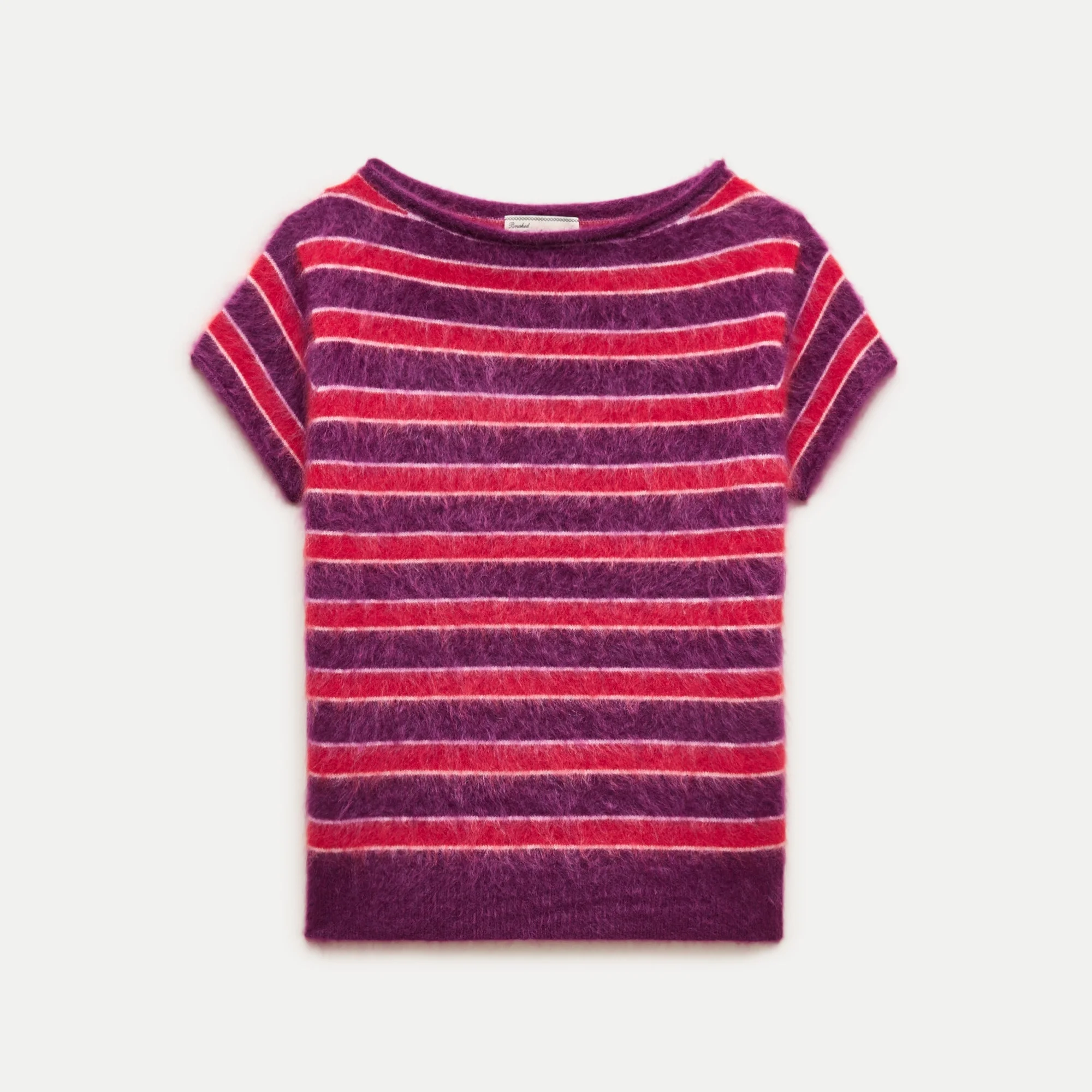 Brushed cashmere boatneck sweater in stripe - 1