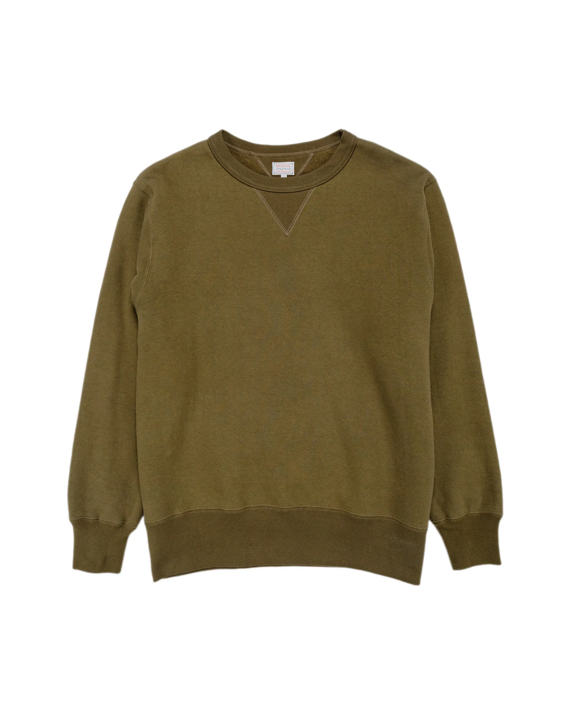 The Real McCoy’s MC24113 10 Oz. Loopwheel Crewneck Sweatshirt Olive - 1