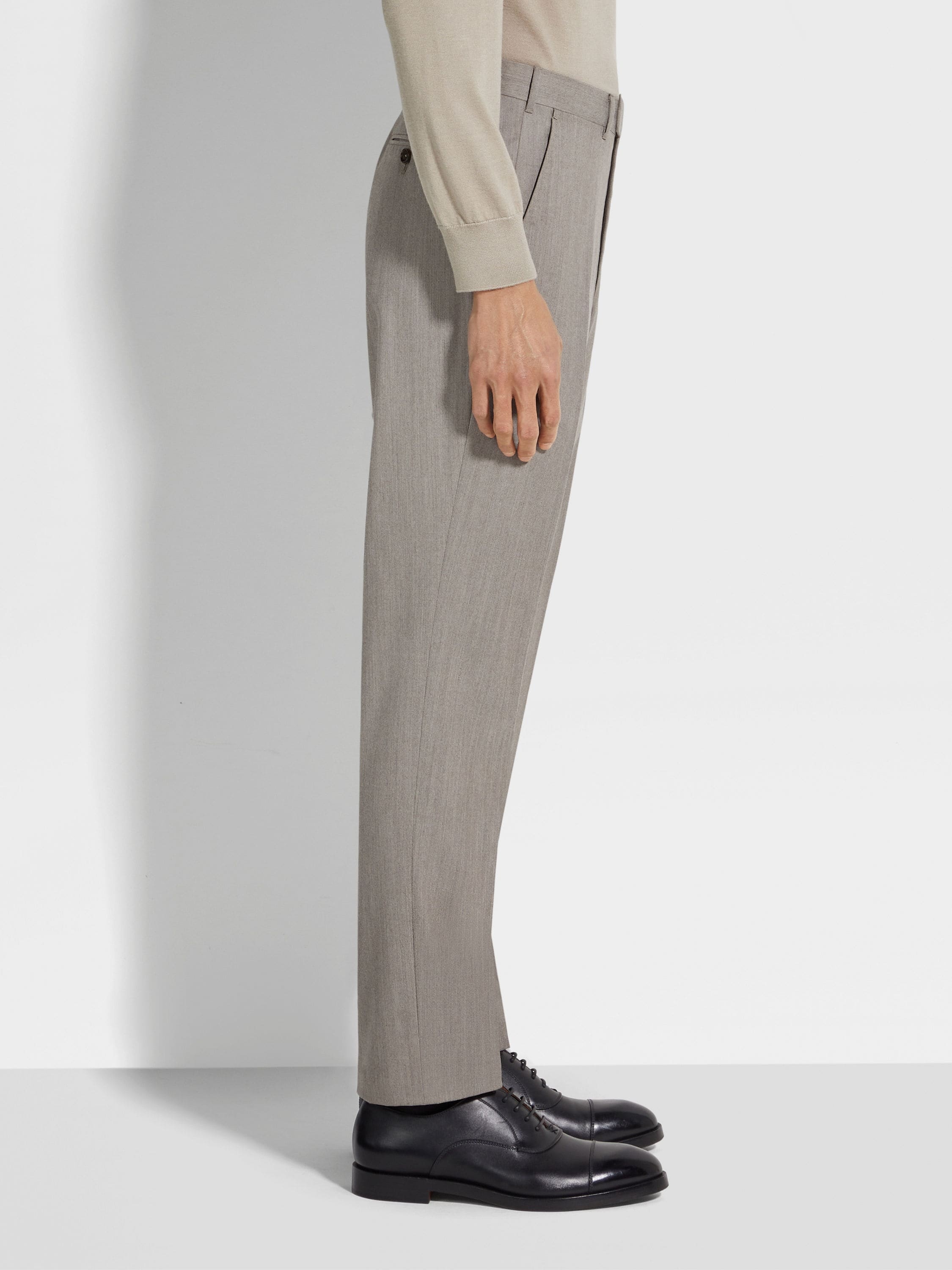 BEIGE CENTOVENTIMILA WOOL PANTS - 3