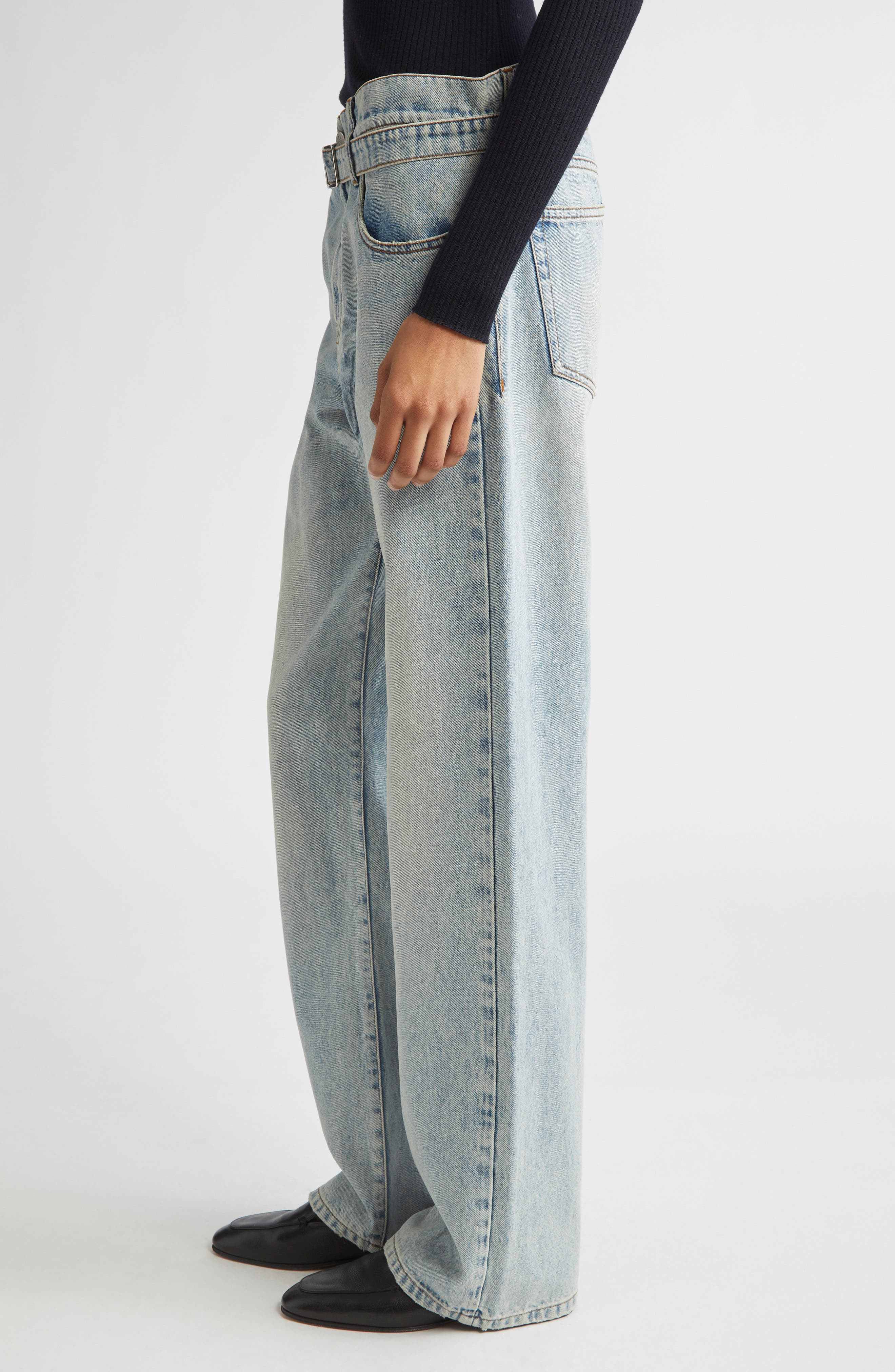 Proenza Schouler Ellsworth Belted Boyfriend Jeans in Light Wash at Nordstrom - 4