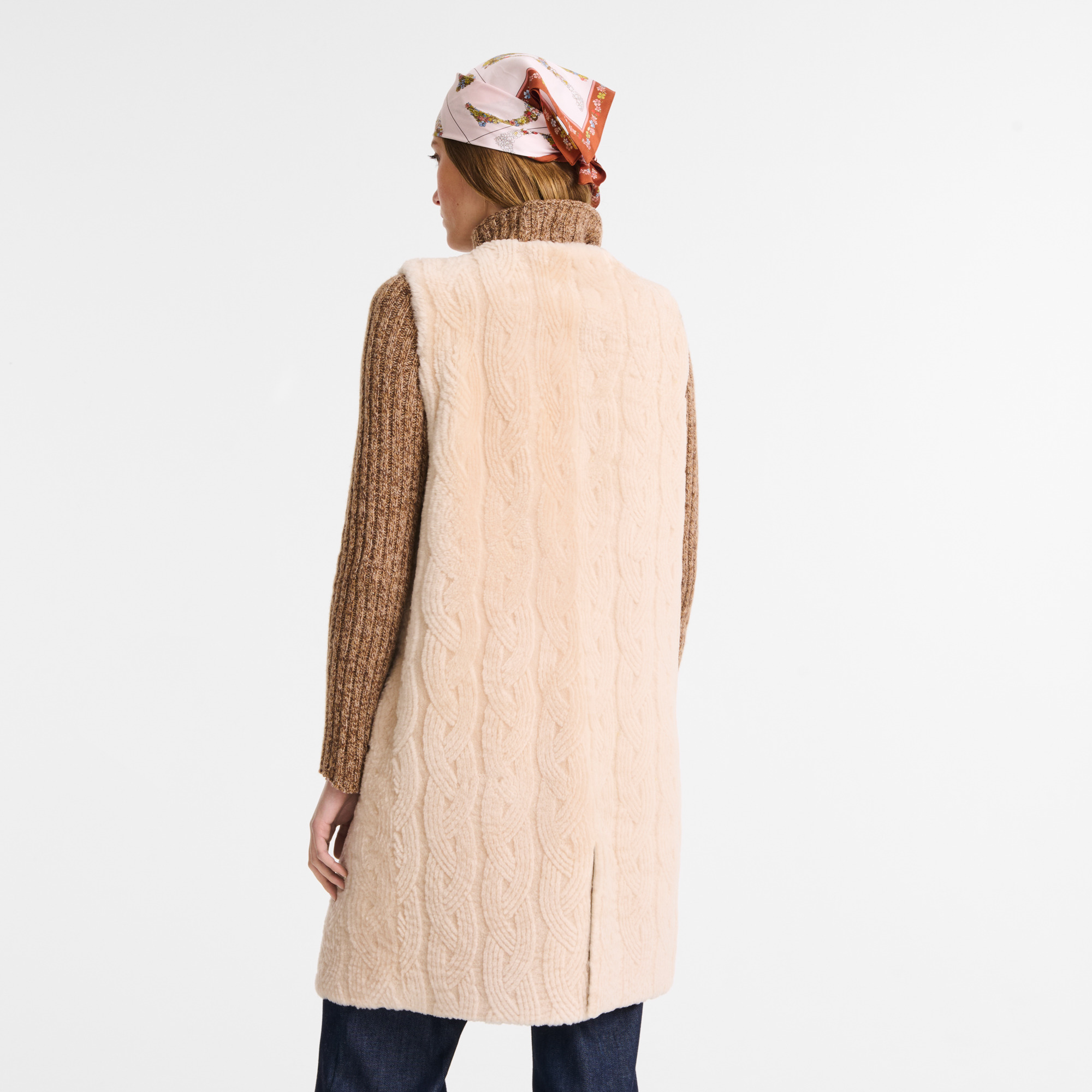 Sleeveless jacket Ecru - Leather - 3
