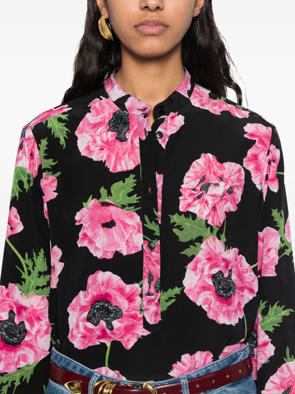 poppy-print shirt - 5