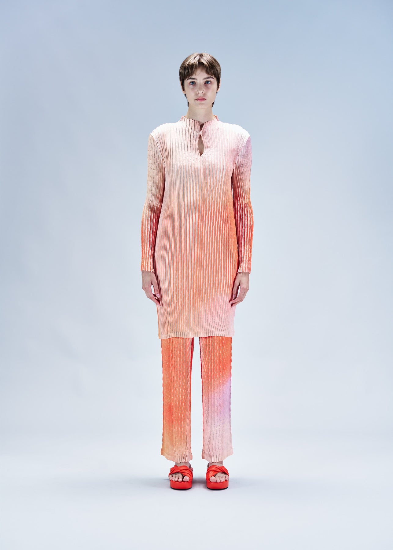 SUFFUSED PLEATS DRESS - 3