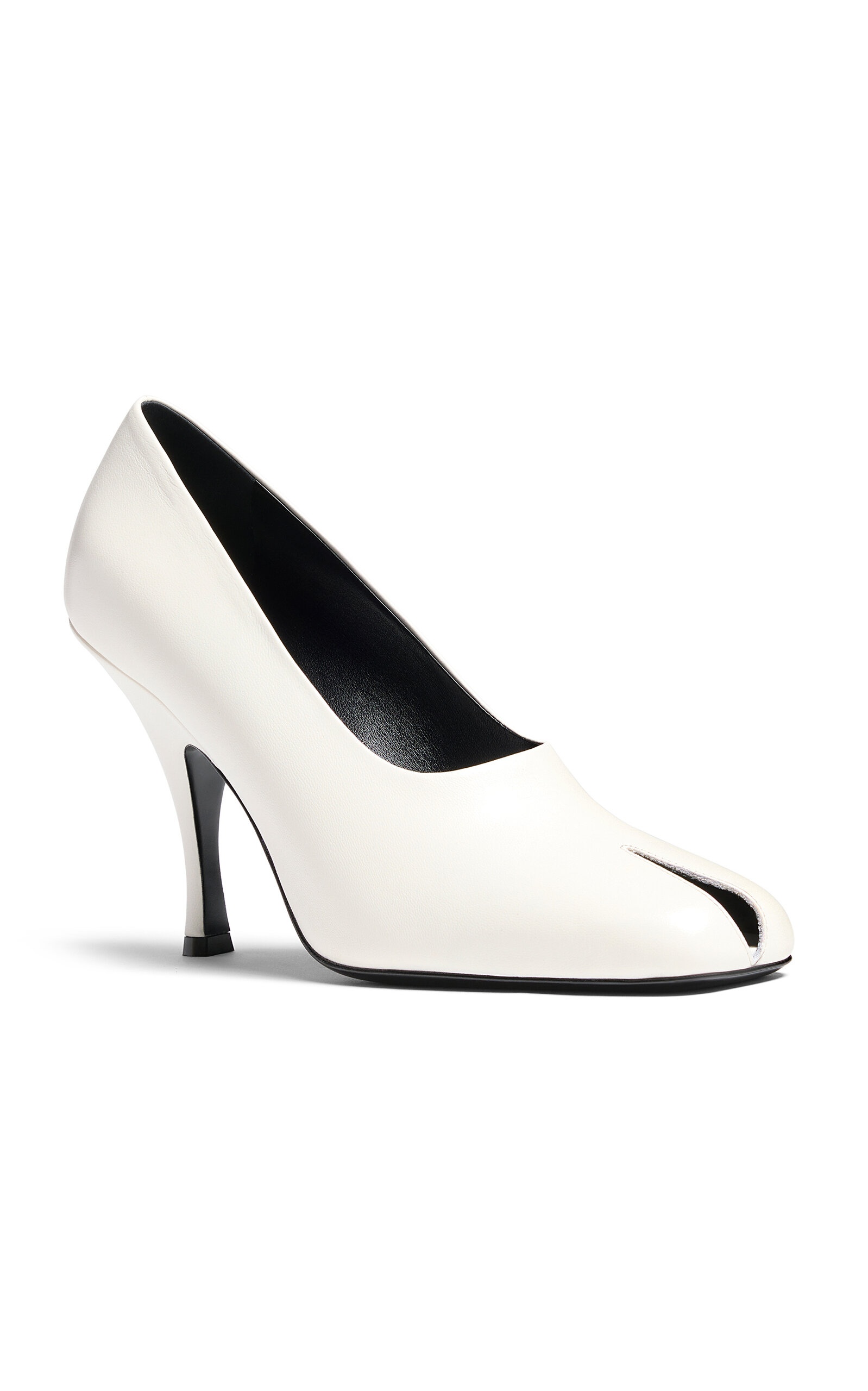 Eva Peep Toe Leather Pumps white - 1