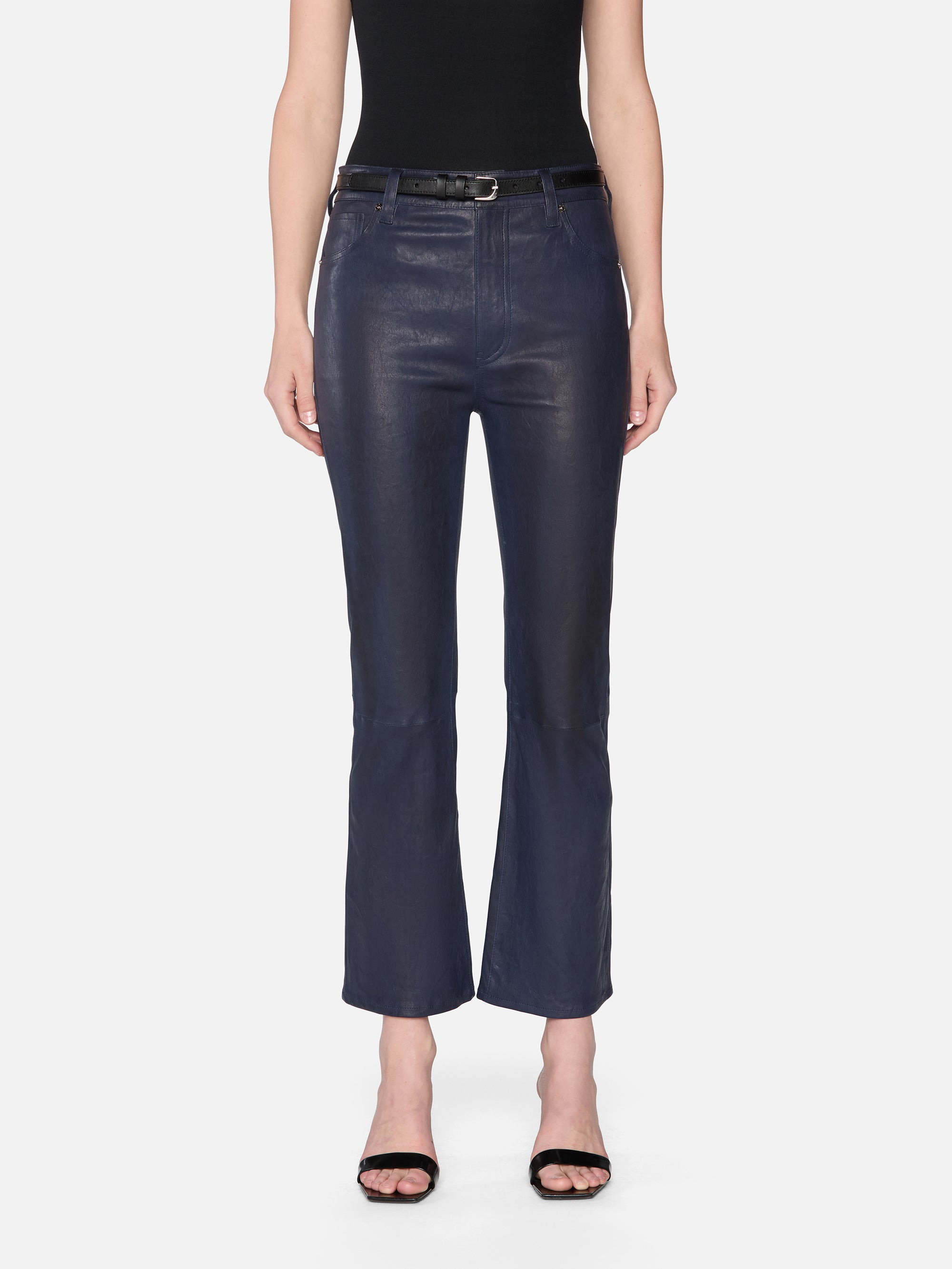 The Leather Reboot Crop in Dark Indigo - 3