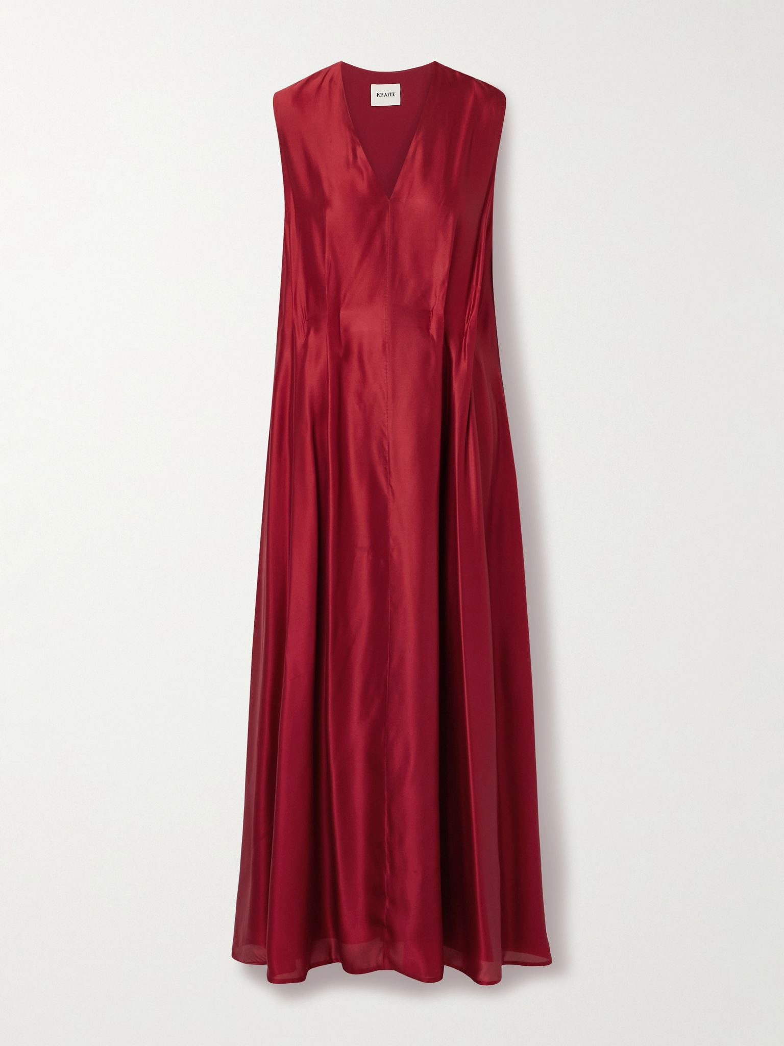 Syd pleated satin-twill midi dress Red - 1
