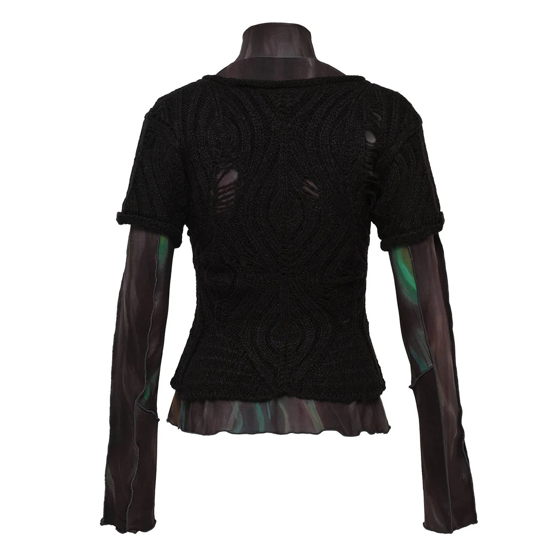 Cap Sleeve Sweater Layered Top - 2