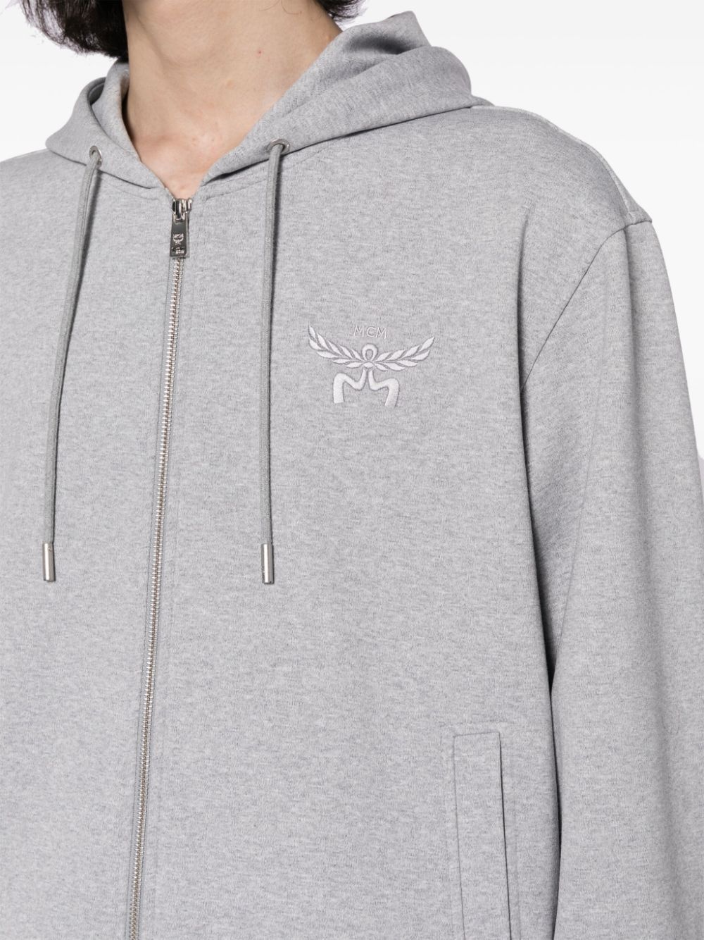 logo-embroidered zip-up hoodie - 6