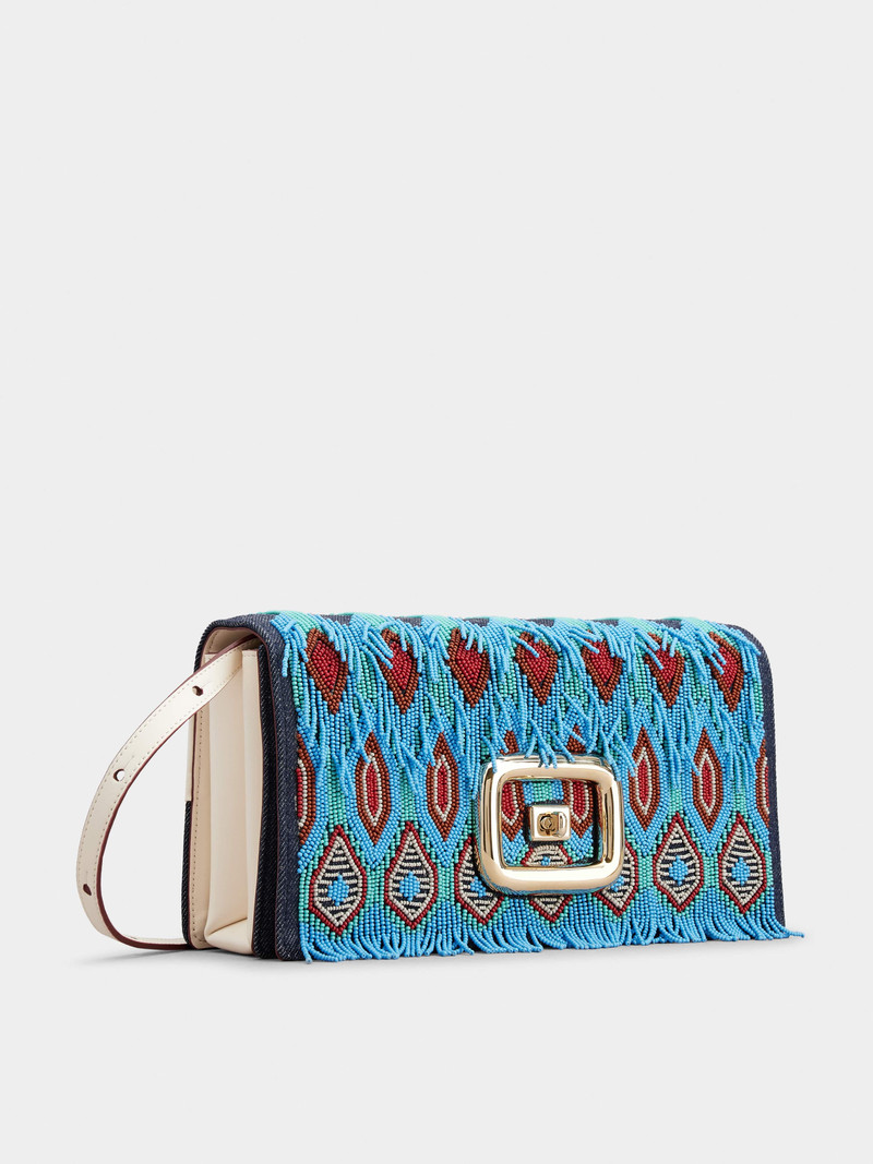 Roger Vivier Viv' Choc Ikat Beads Bag in Denim outlook