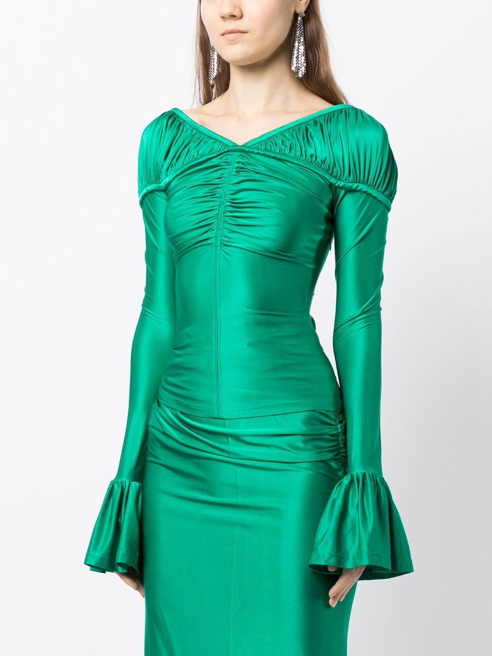 flounce-sleeved draped top - 3