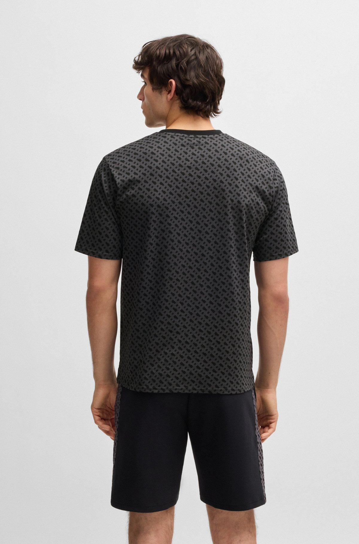 INTERLOCK-COTTON PAJAMA T-SHIRT WITH DOUBLE B MONOGRAM PRINT - 4