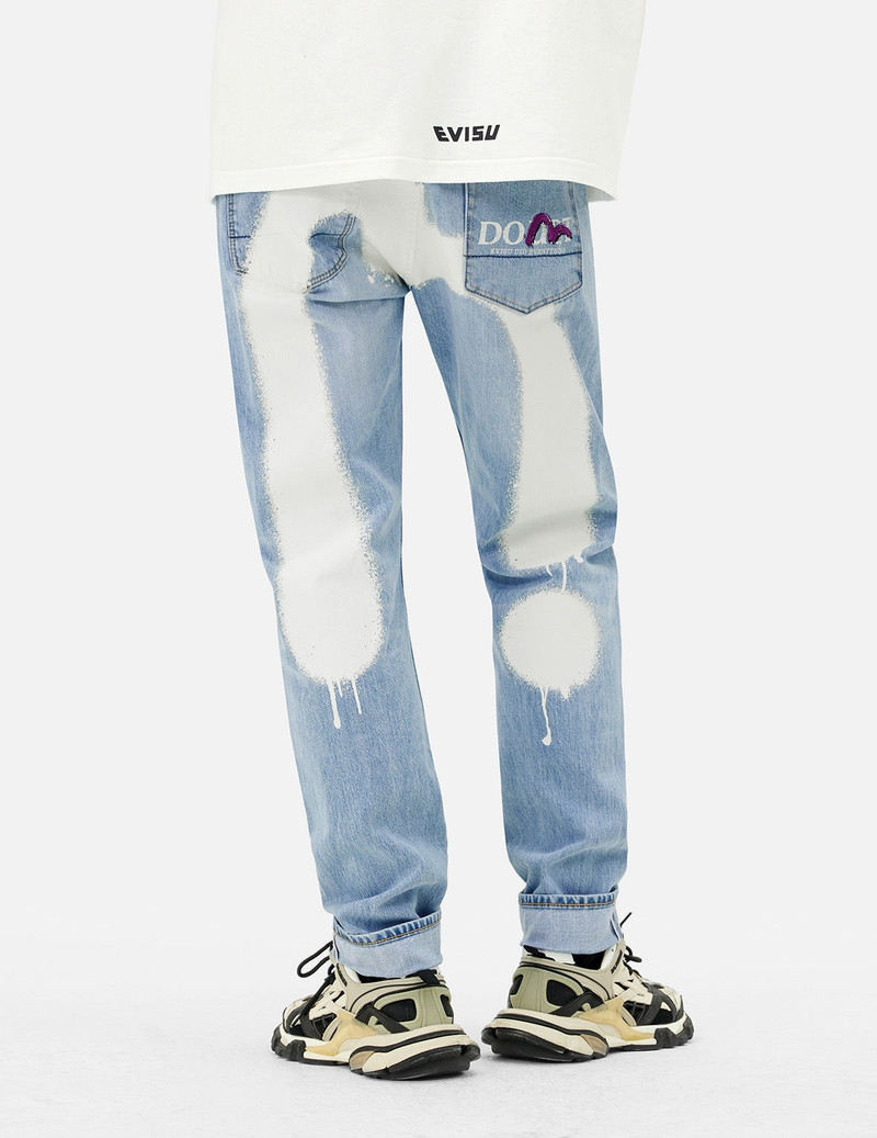 Graffiti-Style Daicock Print Carrot Fit Jeans #2017 5