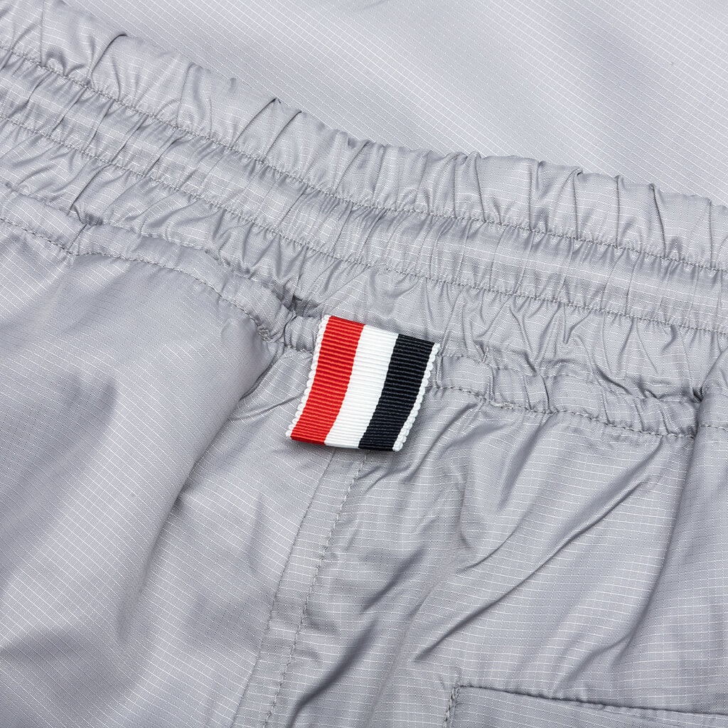 THOM BROWNE RIPSTOP RWB SIDE STRIPE TRACK PANTS - LIGHT GREY - 5