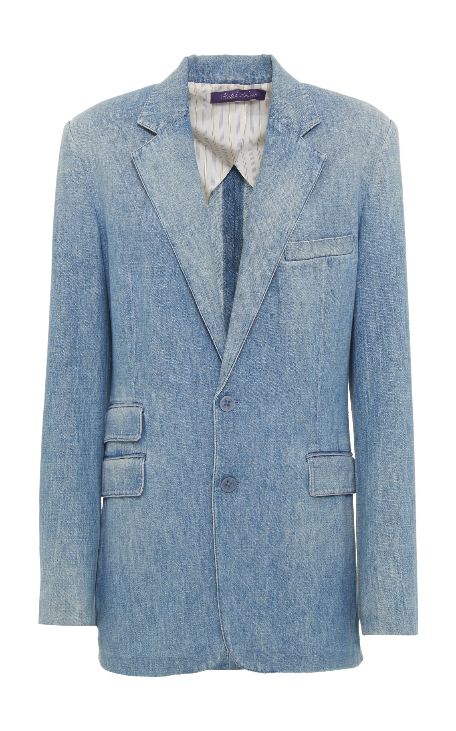 Russel Relaxed Cotton Denim Blazer light blue - 1