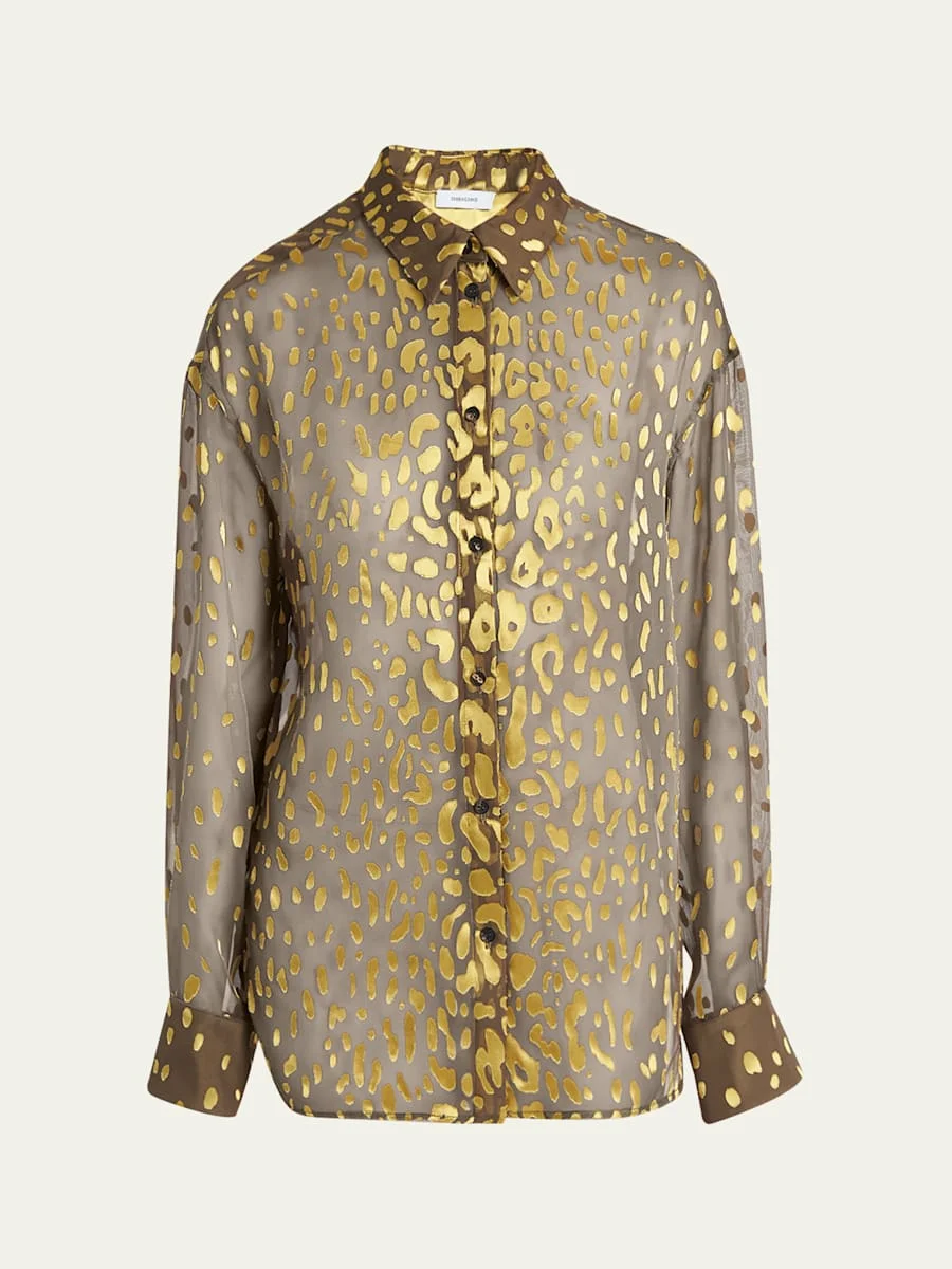 Leopard Devore Button-Down Shirt - 1