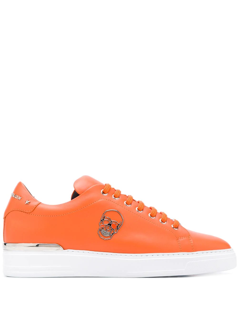 skull-appliqué leather low-top sneakers - 1