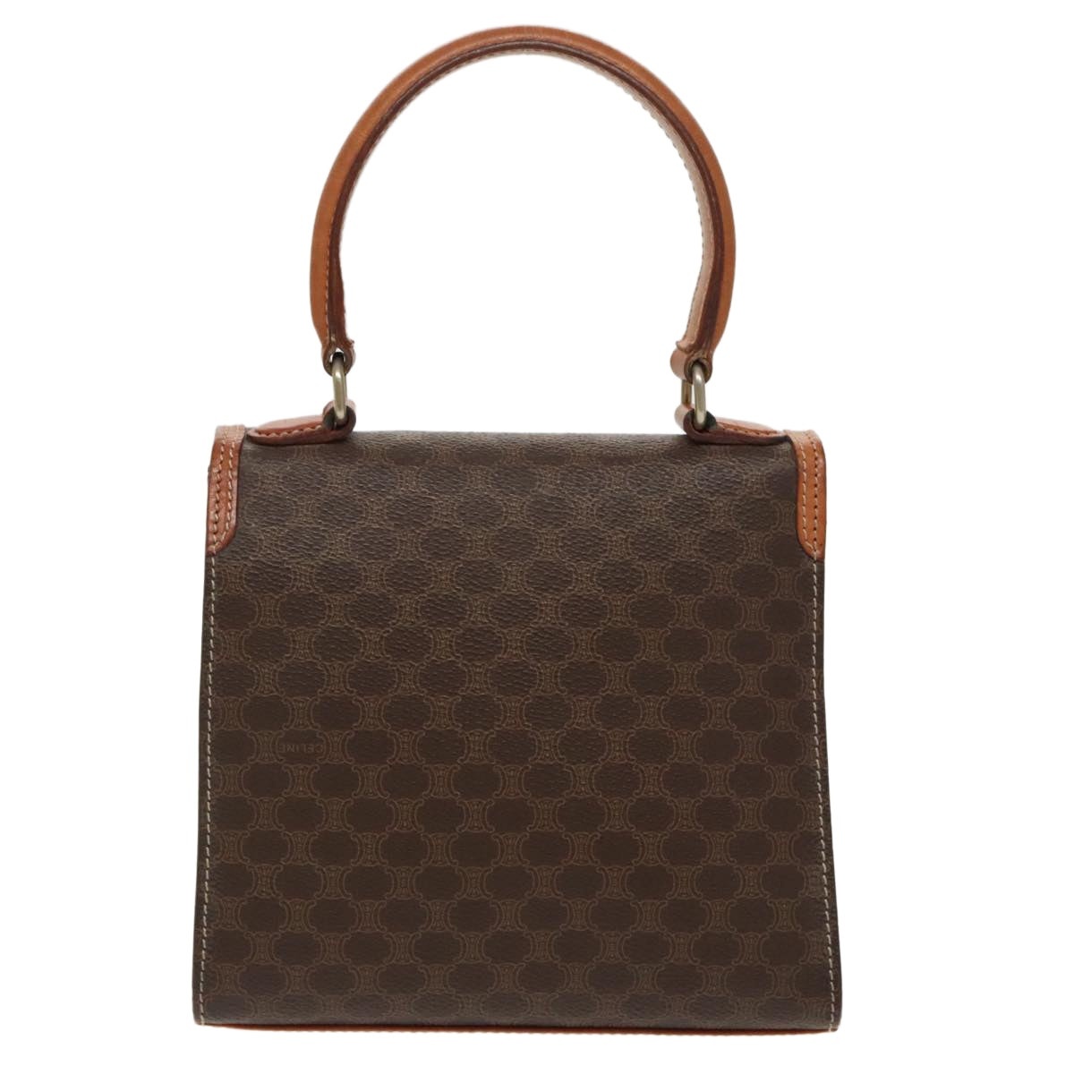 CELINE Macadam Canvas Hand Bag Pvc Leather Brown Gold - 2